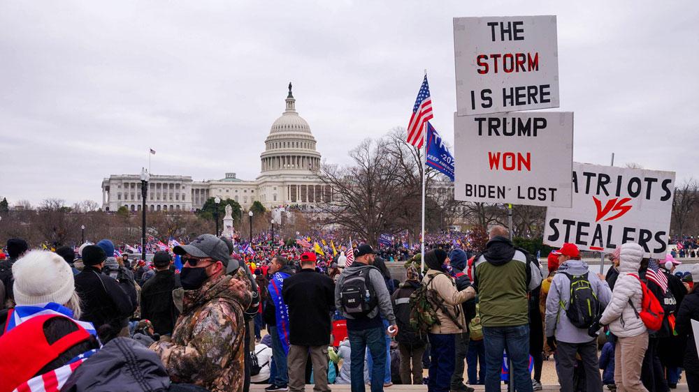Bild: Trump-Unterstützer feiern den 5. Jahrestag des Sturms aufs Kapitol in Washington