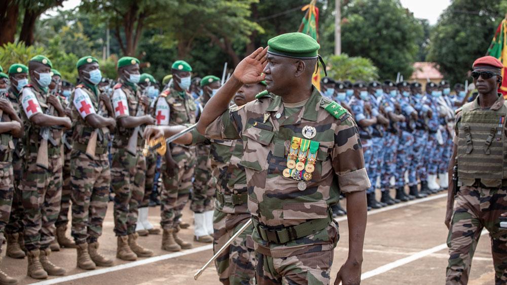 Bild: Der malische Generalstabschef Maj Gen Oumar Diarra salutiert während einer Truppeninspektion
