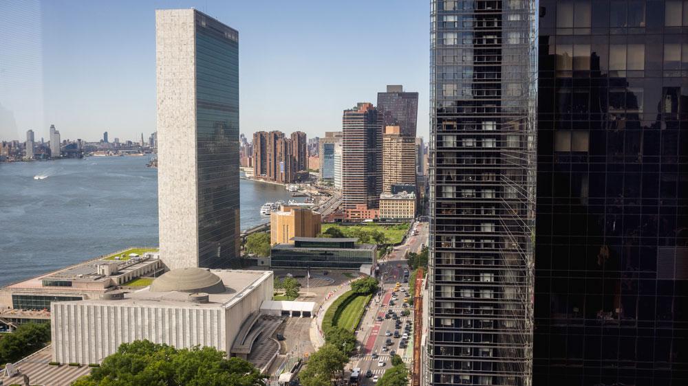 Bild: Hauptquartier der Vereinten Nationen und Blick auf Manhattan