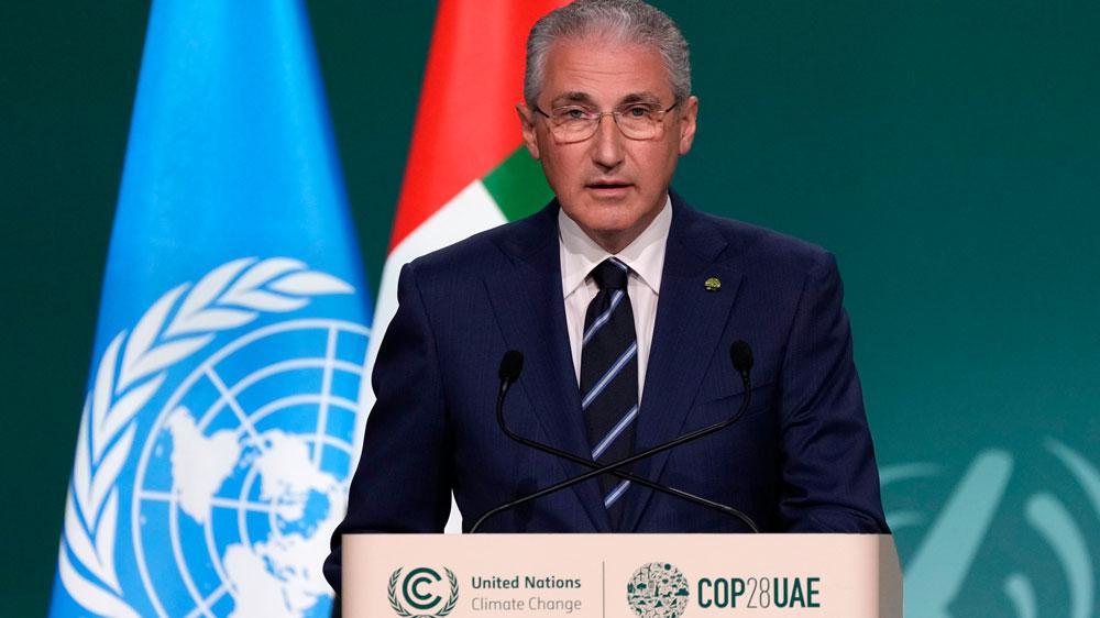 Bild: Mukhtar Babayev hält einen Rede auf der COP 28 in Baku
