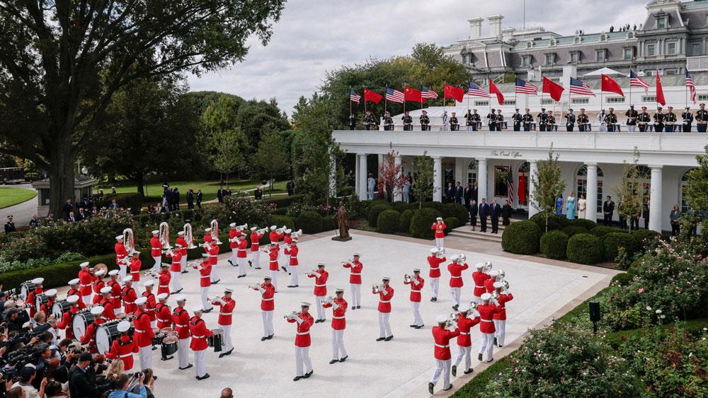 Bild: Zeremonie im Weißen Haus im Rahmen des Treffens von Trump und Xi