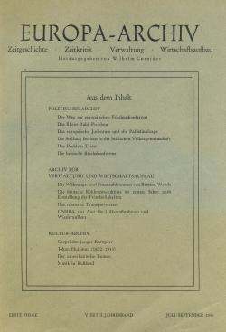 Bild: Cover der ersten Ausgabe des Europa-Archivs
