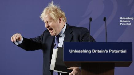 Bild: Boris Johnson bei einer Rede am Old Naval College in Greenwich