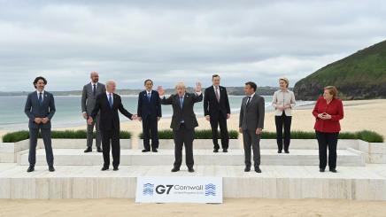 Bild: Gruppenfoto der Staatschefs der G7 beim Gipfel in Cornwall