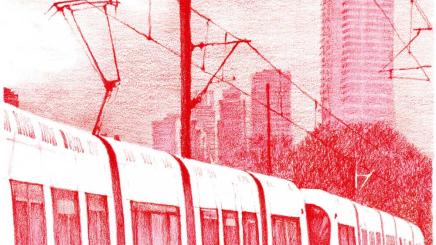 Bild: Zeichnung einer Straßenbahn in Tel Aviv